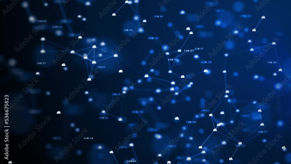 Poster digital cloud icon and technology concept, network connection structure blue color abstract backgrou