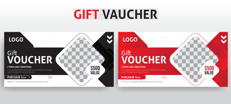 Creative Gift Voucher Template Design, luxury elements. Vector illustration. Design for invitation, certificate, gift coupon, ticket, voucher, diploma etc, Discount offer template design for marketing