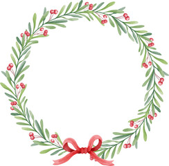 Fototapeta na wymiar Christmas winter floral wreath frame