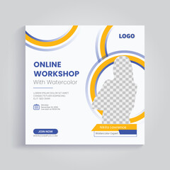 Online workshop social media instagram post banner template