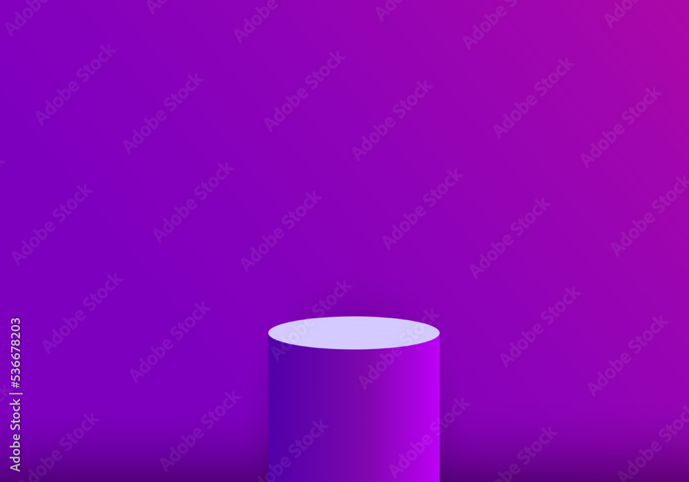 Poster 3d background products with purple tall spheres for displaying products. gradient background to enha