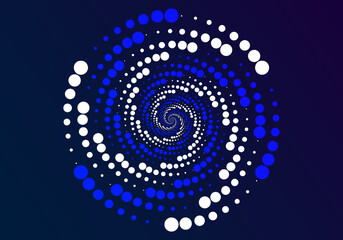 Naklejka premium abstract circle, using dots arranged in circles of various sizes, repetitively rotated, mainly used in blue and white.