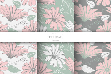 hand drawn beautiful floral pattern collection