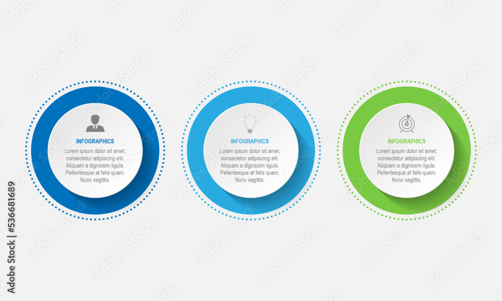 Poster vector infographic circle design template with 3 option or steps.
