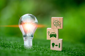Net zero greenhouse gas emissions reduction with carbon credit concept. Reduce carbon dioxide e.g....