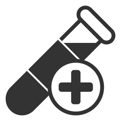 Test tube with analyzes and test - icon, illustration on white background, glyph style