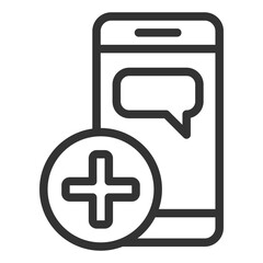Fototapeta premium Smartphone message and test - icon, illustration on white background, outline style