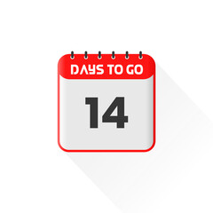 Countdown icon 14 Days Left for sales promotion. Promotional sales banner 14 days left to go