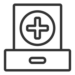 Document from a drawer and a test - icon, illustration on white background, outline style