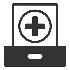 Fototapeta premium Document from a drawer and a test - icon, illustration on white background, glyph style