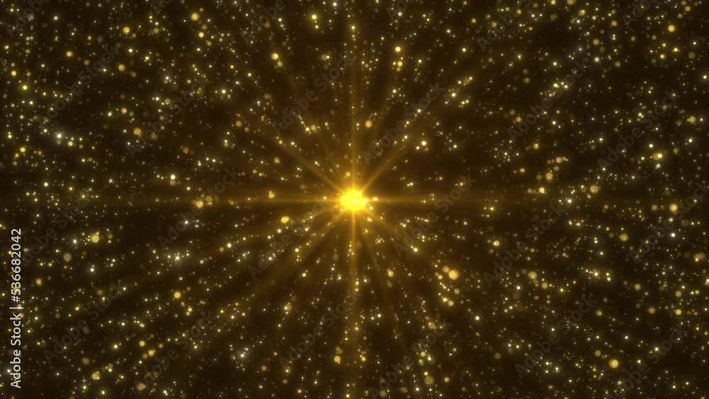 Aufkleber zoom in gold blinking particles motion background with center flashing light