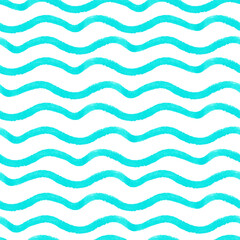 Seamless pattern blue wavy lines. Vest. Watercolor illustration. Isolated on a white background.