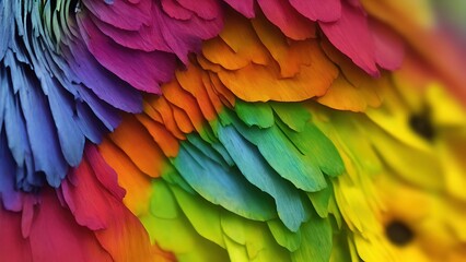 Rainbow flowers, macro photography, illustration