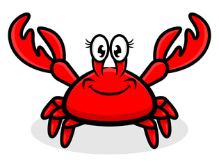 Cartoon illustration of Big Fat Crab happy and smile, best for sticker, logo, and mascot for seafood restaurant and summer vacation themes