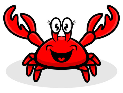 Cartoon illustration of Big Fat Crab happy and smile, best for sticker, logo, and mascot for seafood restaurant and summer vacation themes