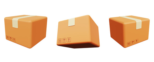 Fototapeta premium Fragile shipping carton. 3d render.
