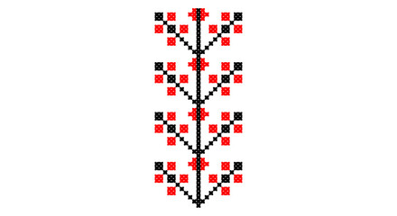 Embroidered good like old handmade cross-stitch ethnic Ukraine pattern. Ukrainian towel ornament, rushnyk called, vector.