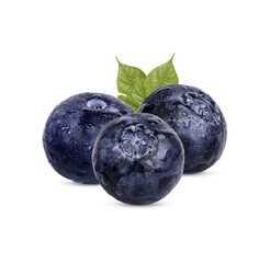 Fresh blueberry with drops isolated on transparent background. (.PNG)