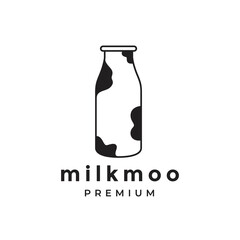 milk cow bottle logo design vectror graphic illustration