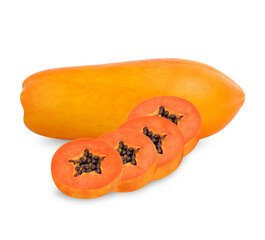 Ripe papaya isolated on transparent background. (.PNG)