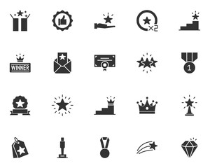 set of prize icon, reward, achievement, quality, star