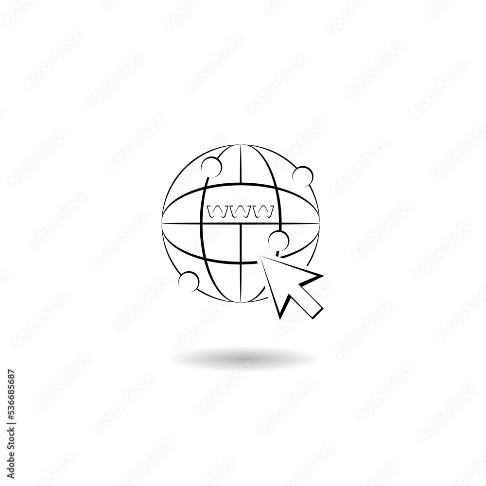 Poster go to web icon logo with shadow