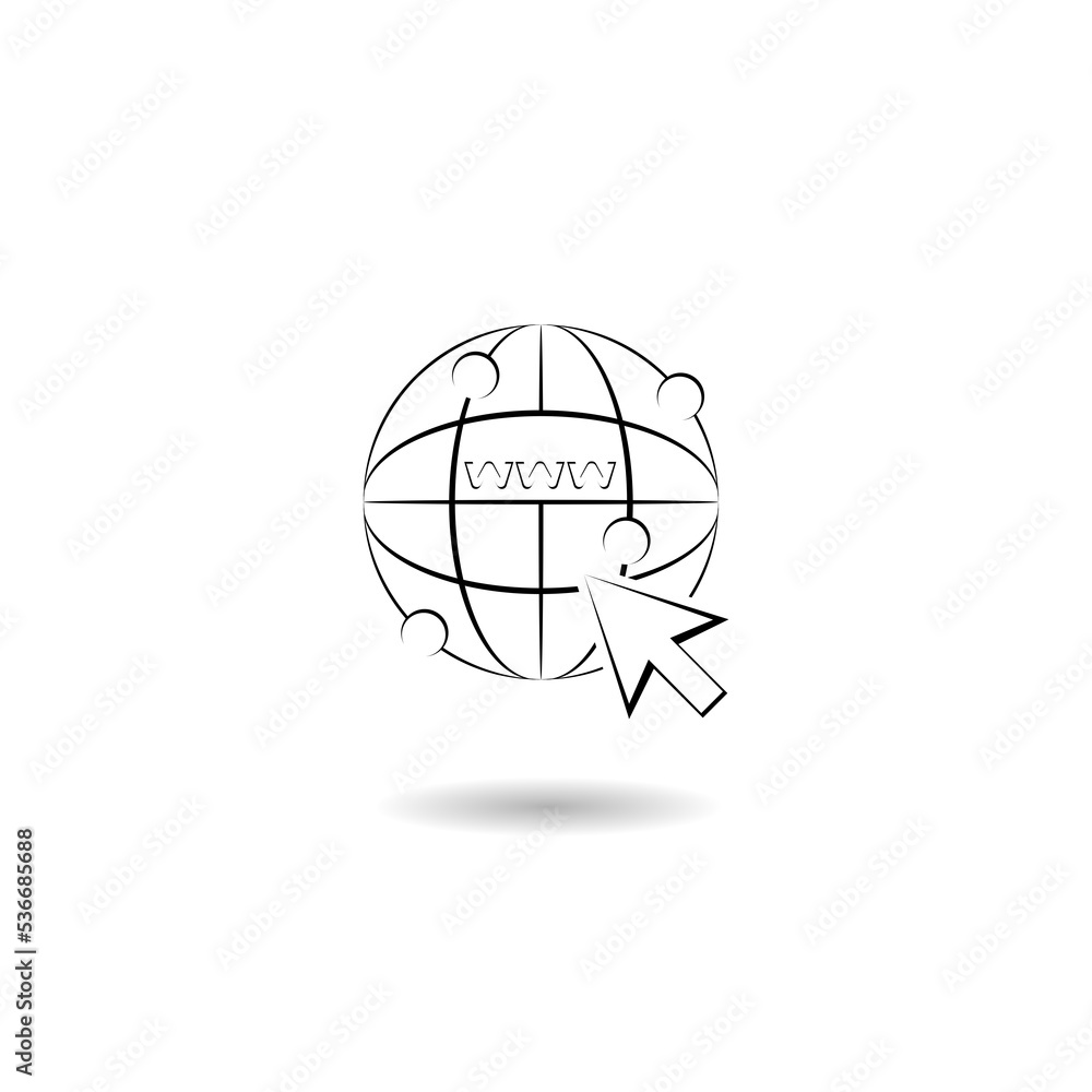 Poster go to web icon logo with shadow