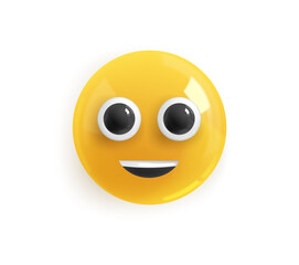 Emotion Realistic 3d Render. Icon Smile Emoji. Vector yellow glossy emoticons. PNG