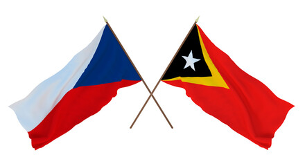 Background, 3D render for designers, illustrators. National Independence Day. Flags Czech Republic and East Timor