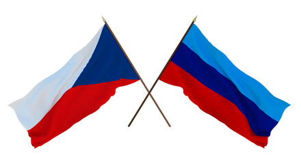 Background, 3D render for designers, illustrators. National Independence Day. Flags Czech Republic and Lugansk People's Republic