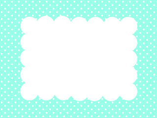 ドットの背景にもこもこのフレーム－水色