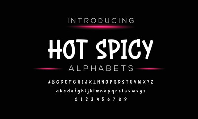 Hot Spicy, modern minimalist elegant alphabet. futuristic upper case sans serif font. vector design
