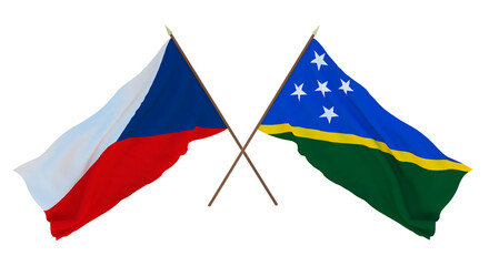 Background, 3D render for designers, illustrators. National Independence Day. Flags Czech Republic and Solomon islands