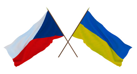 Background, 3D render for designers, illustrators. National Independence Day. Flags Czech Republic and Ukraine