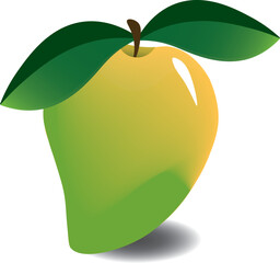 Mango vector illustration. green orange mango. sweet tropical fruits. juicy and fresh fruit from the tropics.