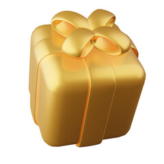 Giftbox gold color christmas Happy New Year 3d rendering decoration element