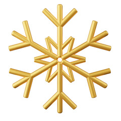 Snowflake gold color christmas Happy New Year 3d rendering decoration element