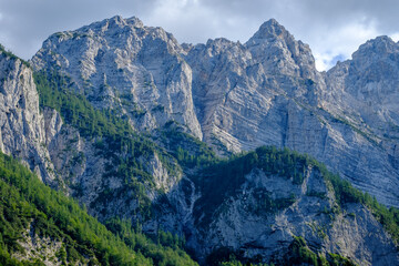 Mountain range in valley Kot, Kranjska gora, Slovenia © Metod