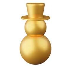 Snowman gold color christmas Happy New Year 3d rendering decoration element