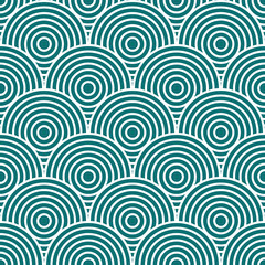 Chinese and Japanese seamless pattern. Traditional asian ornament, oriental New Year decoration. Modern green background, geometric texture with waves. Vector illustration