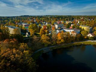 Autumn view of the city of Smiltene in Latvia