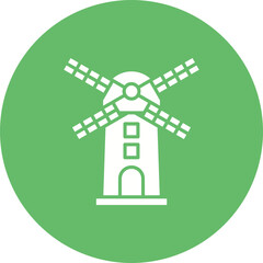 Windmill Multicolor Circle Glyph Inverted Icon