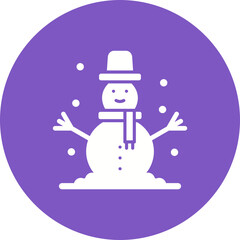 Snowman Multicolor Circle Glyph Inverted Icon