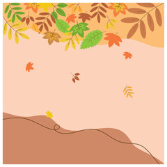 Autumn falling leaves background art vector.