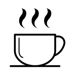 Coffee icon, breakfast drink cafe, cappuccino, hot simple isolated illustration, vector line