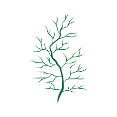 Green branch plant with decorative art isolated vector illustration