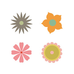 Set of colorful flowers and floral elements. Lots of bright and beautiful flowers