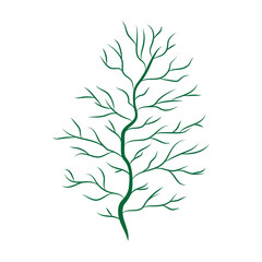 Green branch plant with decorative art isolated vector illustration