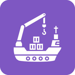 Cargo Ship Multicolor Round Corner Glyph Inverted Icon