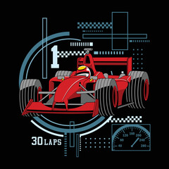 Hand drawn formula 1 racing car illustration